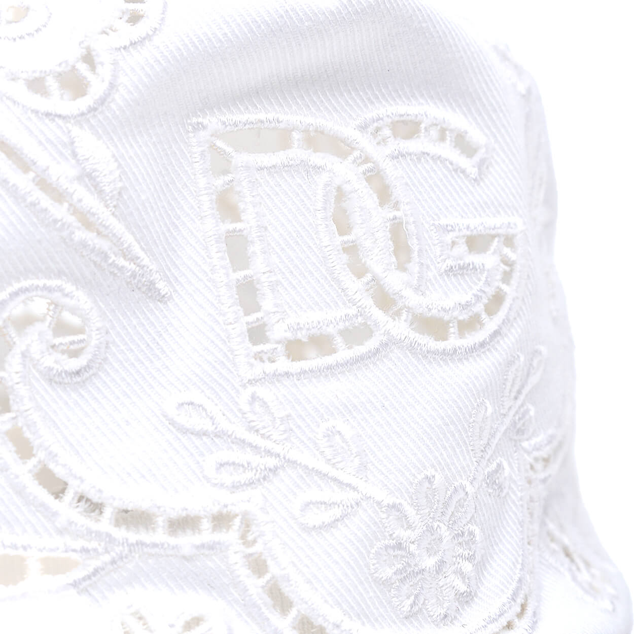 Dolce & Gabbana - Cotton Blend Eyelet Lace Baseball Hat In White Size 58